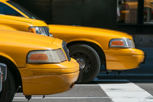 Yellow Taxi In Traffic, New York City