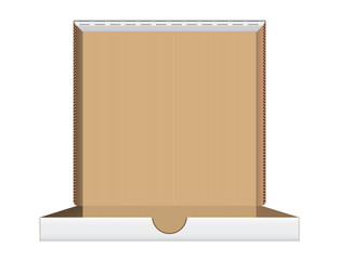 Open pizza box front view vector illustration