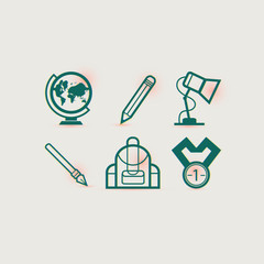 Sticker - education icon set