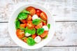 salad of mozzarella, cherry tomatoes and spinach
