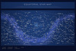 High detailed star map with names of stars, contellations and Messier objects, colored vector