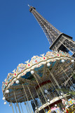Fototapeta Boho - Eiffel tower and carousel