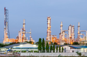 Wall Mural - Oil refinery industry with oil storage tank