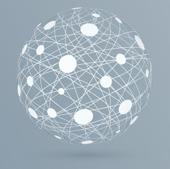 Wall Mural - network connections with circles, global digital connections