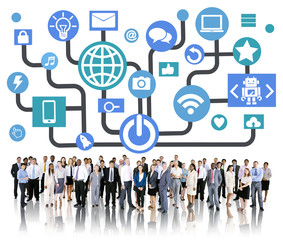 Wall Mural - Global Communications Social Networking Business People Online C