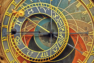 Wall Mural - front view detail of prague astronomical clock