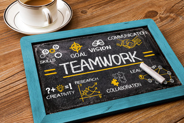 Wall Mural - teamwork concept chart with business elements