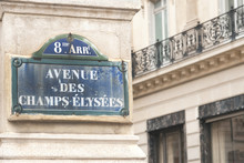 Avenue Des Champs-Élysées Sign On The Famous Street In Paris