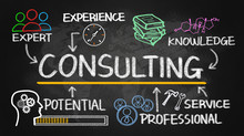 Consulting Chart With Business Elements On Blackboard