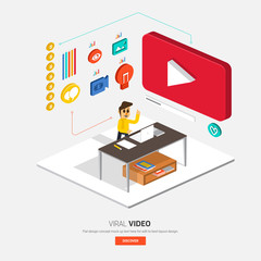 Wall Mural - isometric flat design on table business concept working process. vector illustrate.