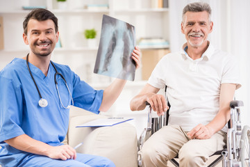 Wall Mural - Old man at hospital