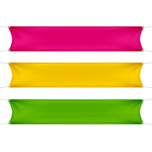 Red, Yellow And Green Blank Empty Banners
