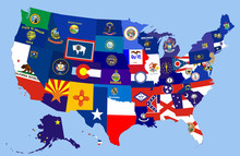 Usa States Flag Map