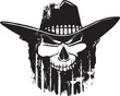 Rough Rider
cartoon outlaw skull with western hat.