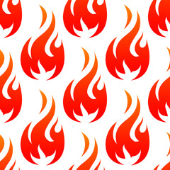 Wall Mural - Fire flames with red blaze seamless pattern