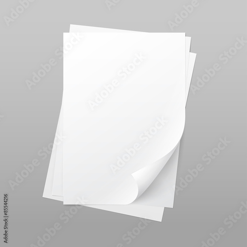 Fotografía White Blank Paper Page Sheet with Corner Curl