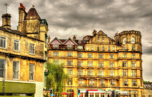 Buildings in the city centre of Bath - England плакат