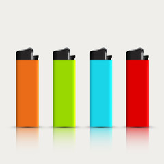 Wall Mural - vector set of colorful lighters with reflection