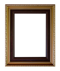 Wall Mural - Old Antique frame Decorative Carved Wood Isolated On White Background