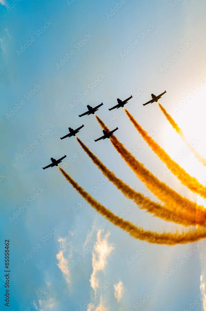 Airshow plane formation - obrazy, fototapety, plakaty 