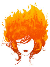 Abstract Woman With Fire In Her Hair.