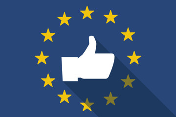 Sticker - European Union  long shadow flag with a thumb up hand