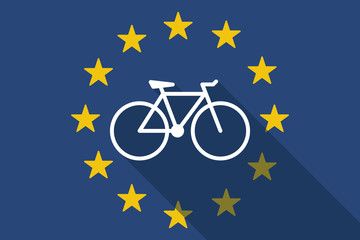 Wall Mural - European Union  long shadow flag with a bicycle