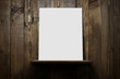 © 4Max - Wood shelf, grunge industrial interio, concrete wall with shelf and blank poster