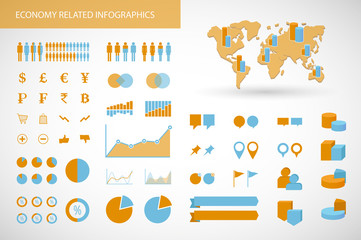 Canvas Print -   economy  related infographics kit