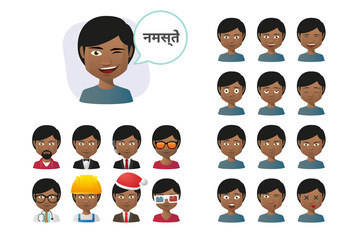 Sticker -     indian male cartoon avetar set