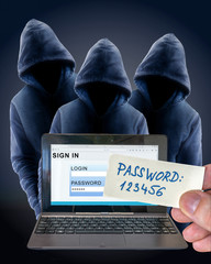 Wall Mural - hackers spying when user enters password and sign in