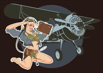 Retro military pin-up