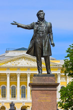 Monument To Pushkin On Square Of Arts In St.-Petersburg, Russia