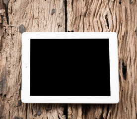 Wall Mural - White Tablet on wooden