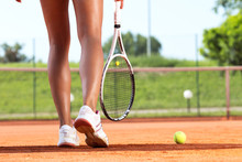 Legs Of Female Tennis Player.Close Up Image.