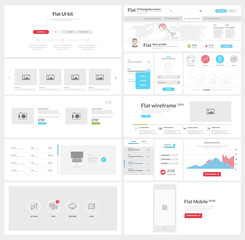flat website, mobile ui kit for business templates