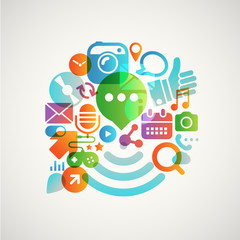 Aufkleber - Abstract speech cloud of different web icons