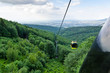 Cableway wagon view in Polish mountains