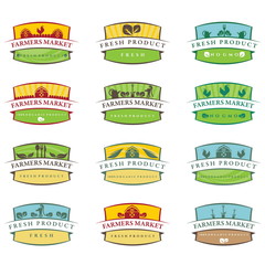 Set of illustration farm labels.Vector