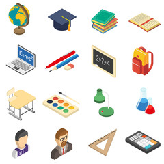 Canvas Print - School isometric icons set