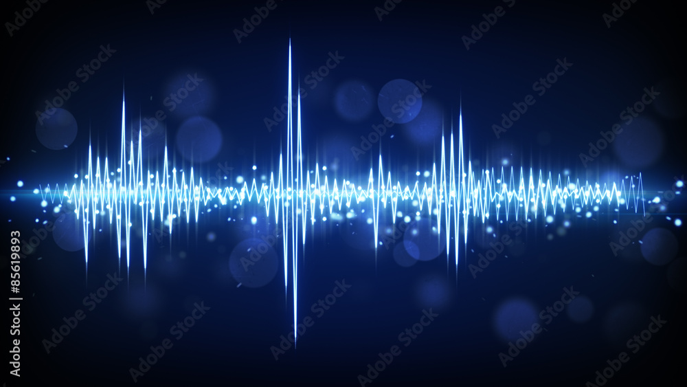 blue audio waveform background - obrazy, fototapety, plakaty 