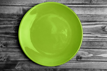 Empty green plate on table