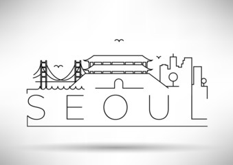 Wall Mural - Seoul City Line Silhouette Typographic Design