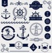 Sea and nautical design elements. Vector set.