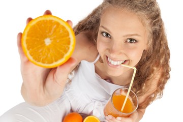 Wall Mural - Juice, Women, Orange.