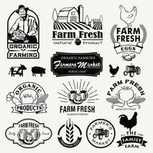 Retro Farm Fresh Labels, Logos, Badges, Icons, Objects And Elements.