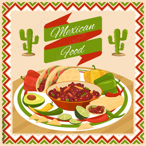 Obraz w ramie Mexican food poster