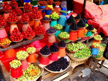 Colorful Fruit And Vegetable Market In Mexico. This Particular Market Is Used Mostly By The Locals For Their Everyday Shopping For Groceries And Household Items.