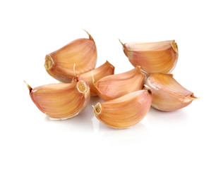 Canvas Print - garlic cloves on white background