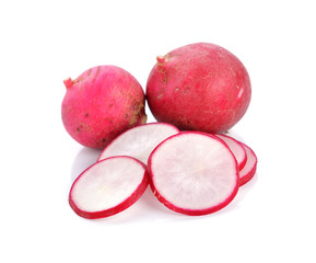 Sticker - red radish isolated on white background